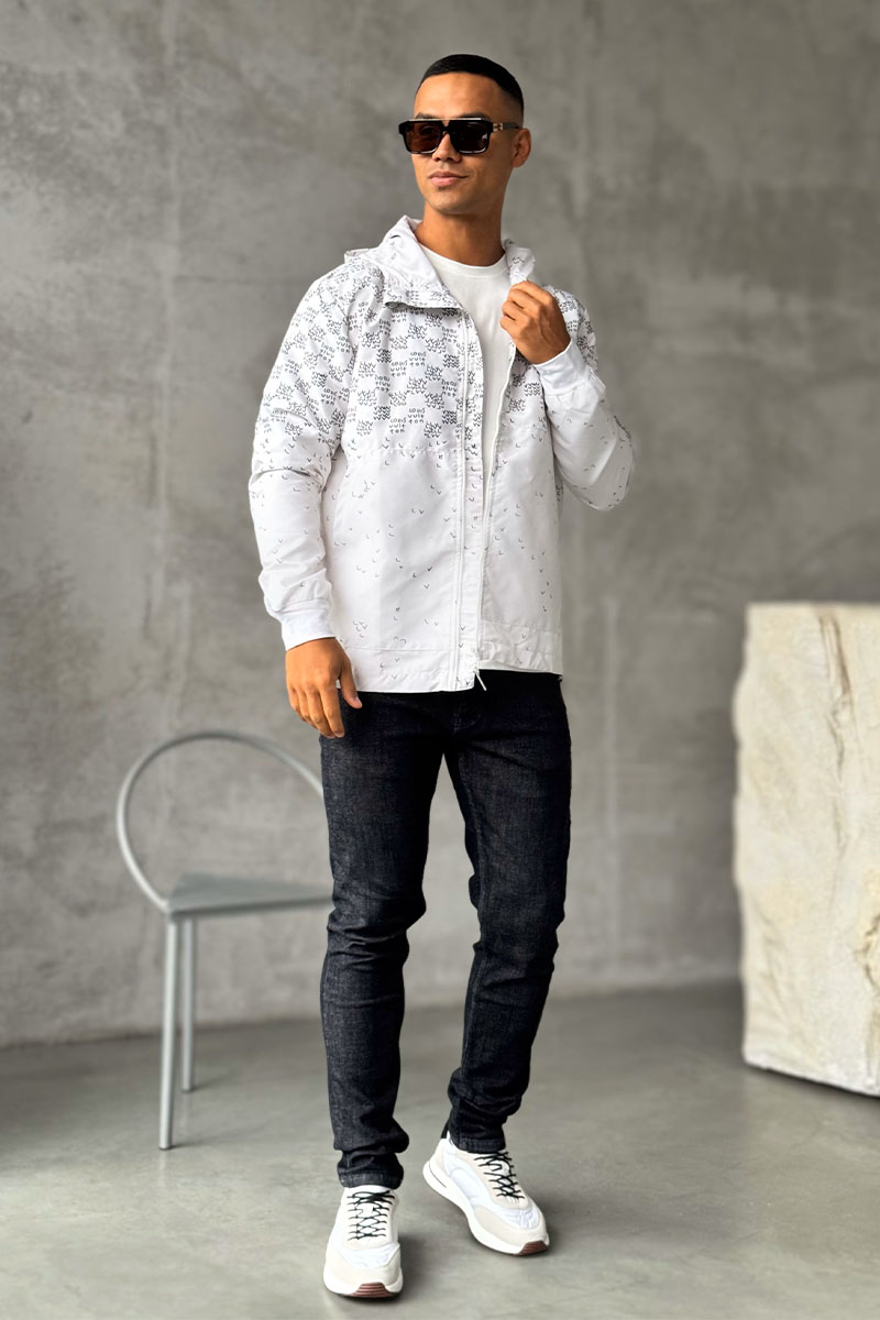 Lоuis Vuittоn Ветровка белого цвета Damier Spread Windbreaker