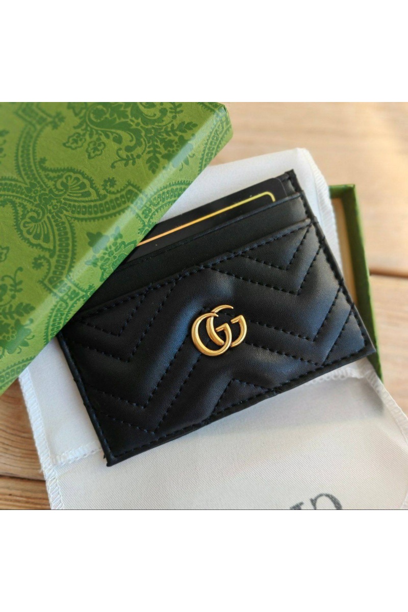 Gucci Кожаный чёрный кардхолдер GG logo-plaque 10x7 см - Black