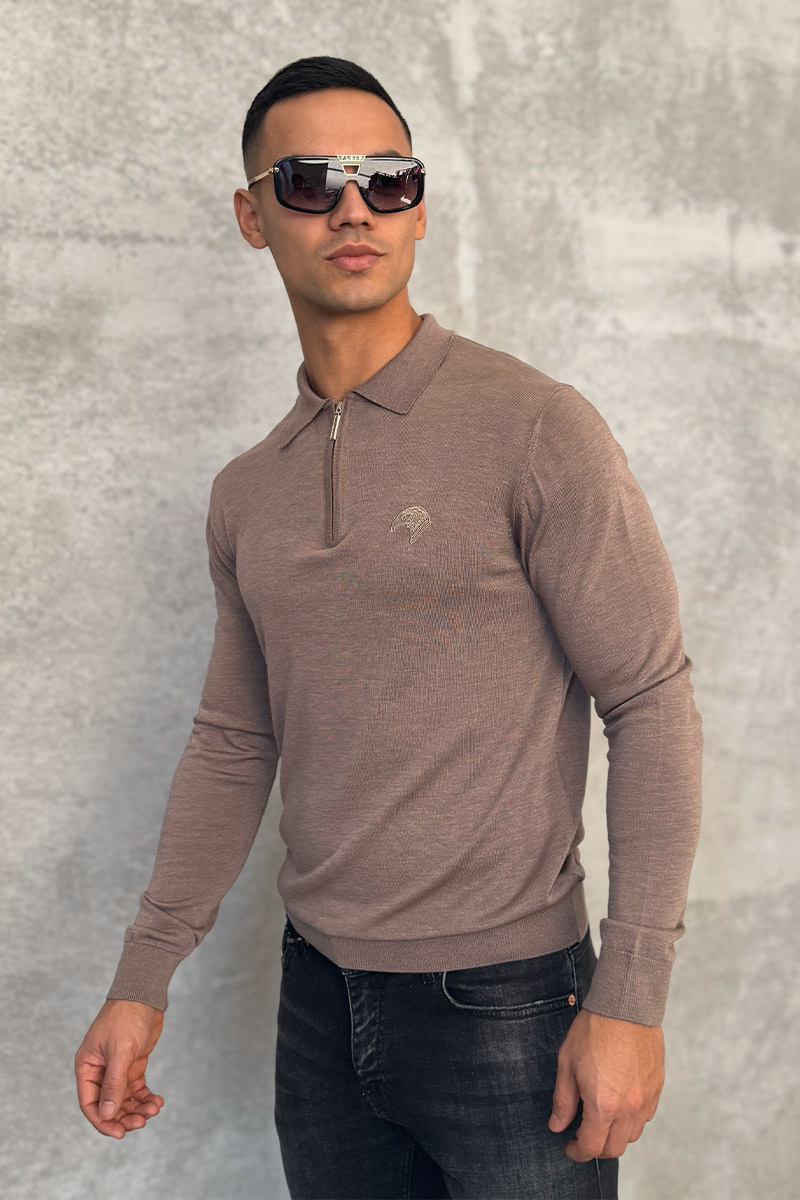 Stеfаnо Riссi Бежевое поло с длинным рукавом zip-up 