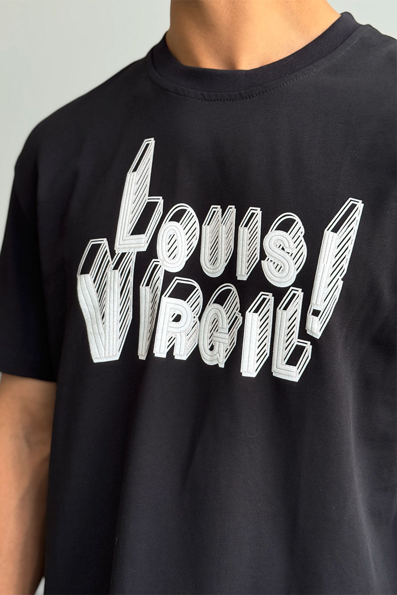 Lоuis Vuittоn Чёрная оверсайз футболка Virgil Abloh