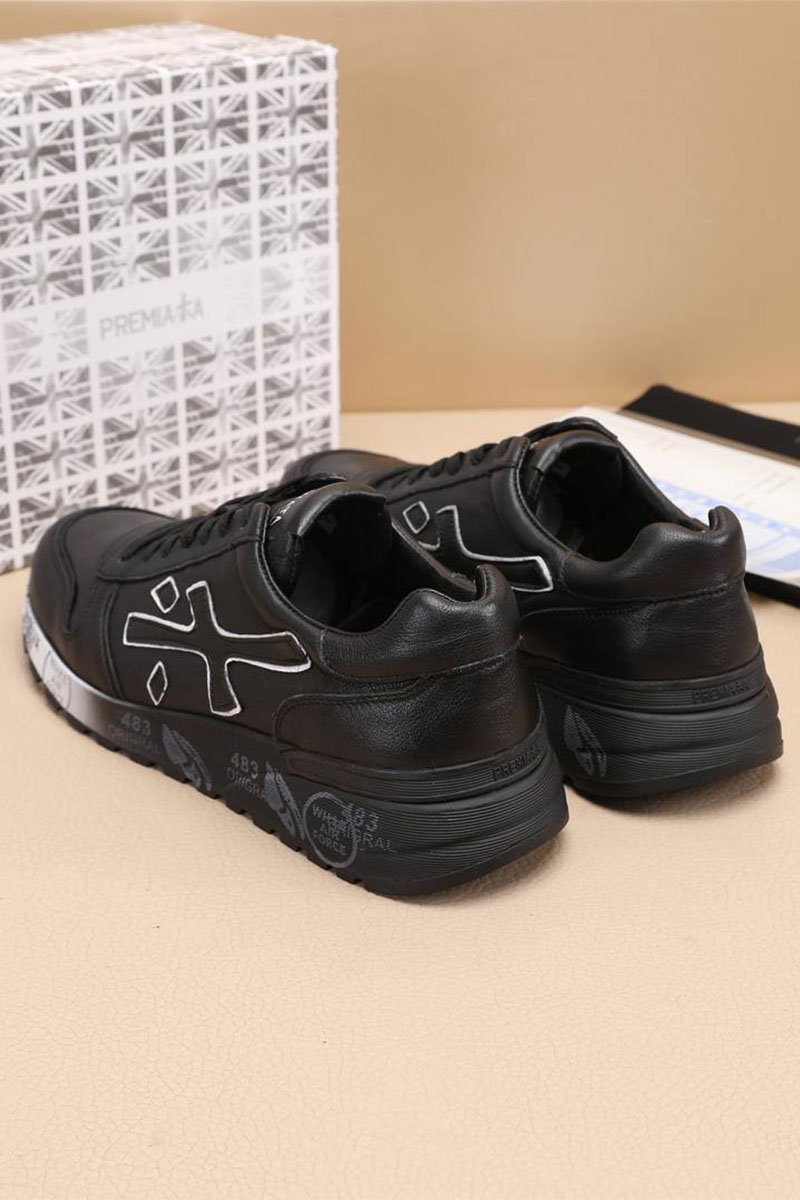 Premiata Чёрные кожаные кроссовки Mick