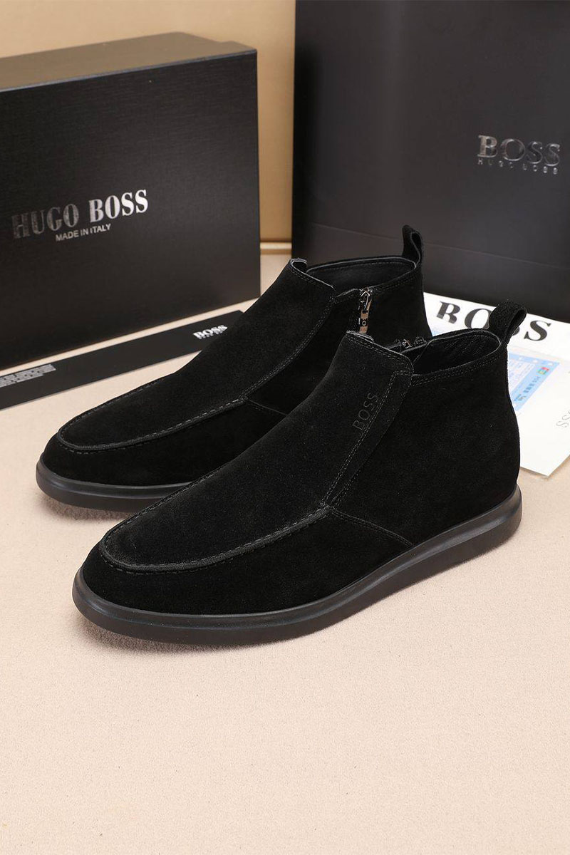 Hugо Воss Замшевые лоферы с мехом high-top - Black