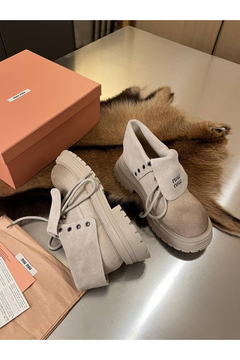 MIU MIU Женские замшевые ботинки premium - Beige