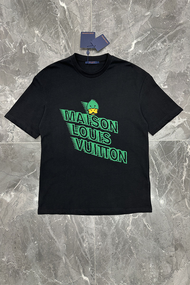 Lоuis Vuittоn Чёрная оверсайз футболка Maison Duck logo