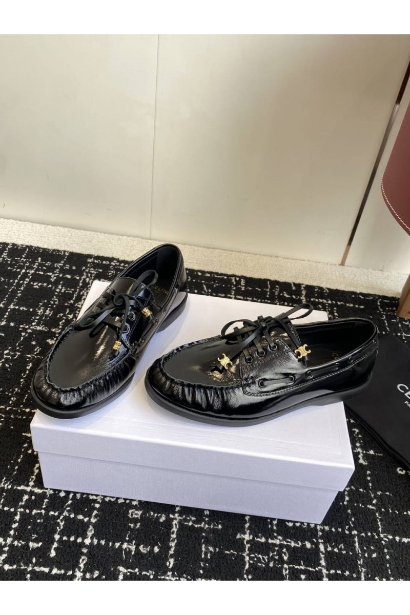 Celine Женские кожаные лоферы premium - Black