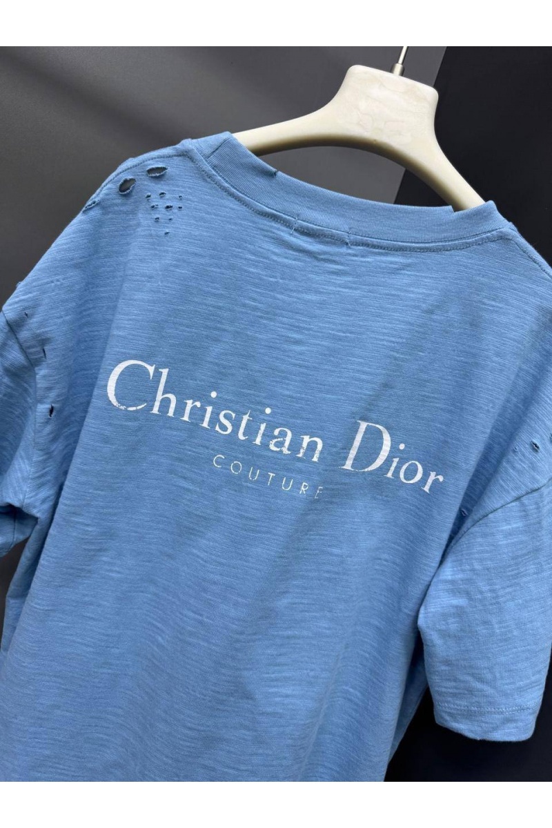 Dior Женская оверсайз футболка синего цвета premium