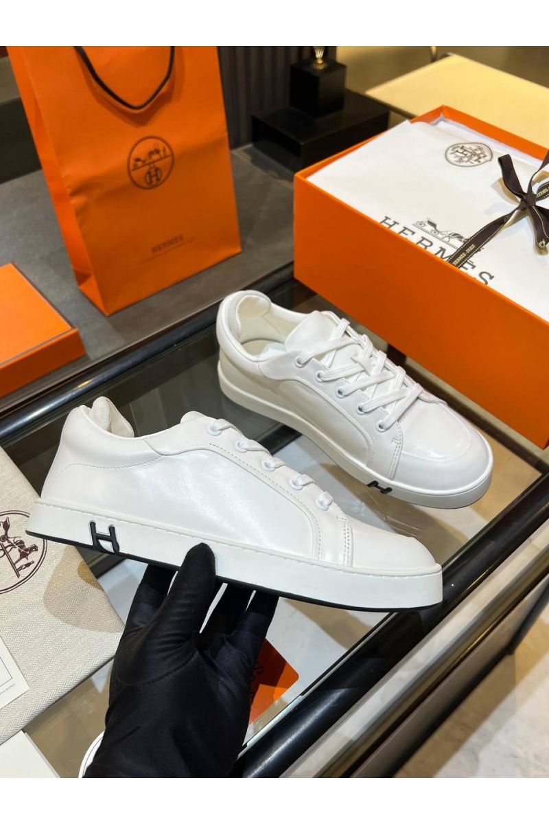 Hermes Женские кожаные кроссовки Premium - White