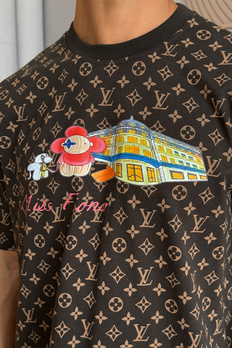 Lоuis Vuittоn Коричневая оверсайз футболка Monogram All-over