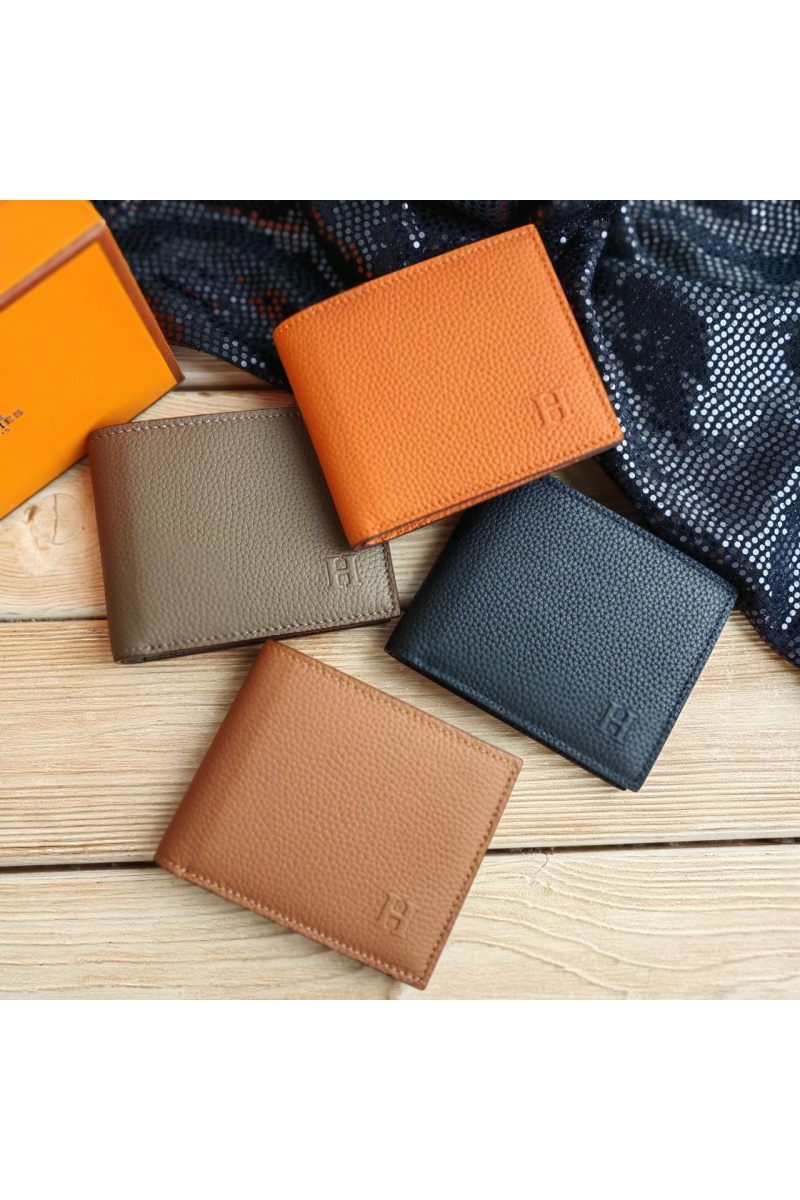 Hermes Кожаный чёрный кошелёк 12х10 см