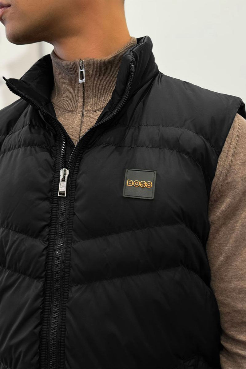 Hugо Воss Мужской чёрный жилет logo-patch