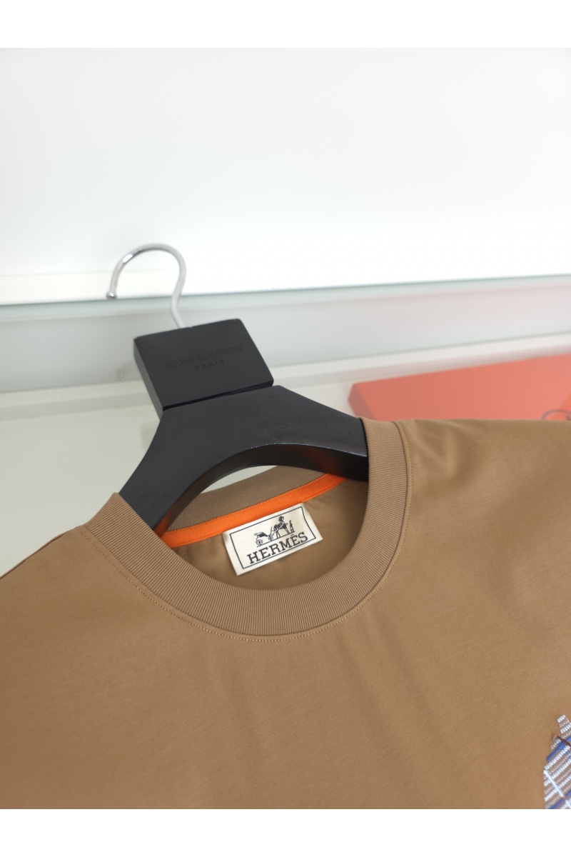 Hermes Мужская коричневая футболка premium