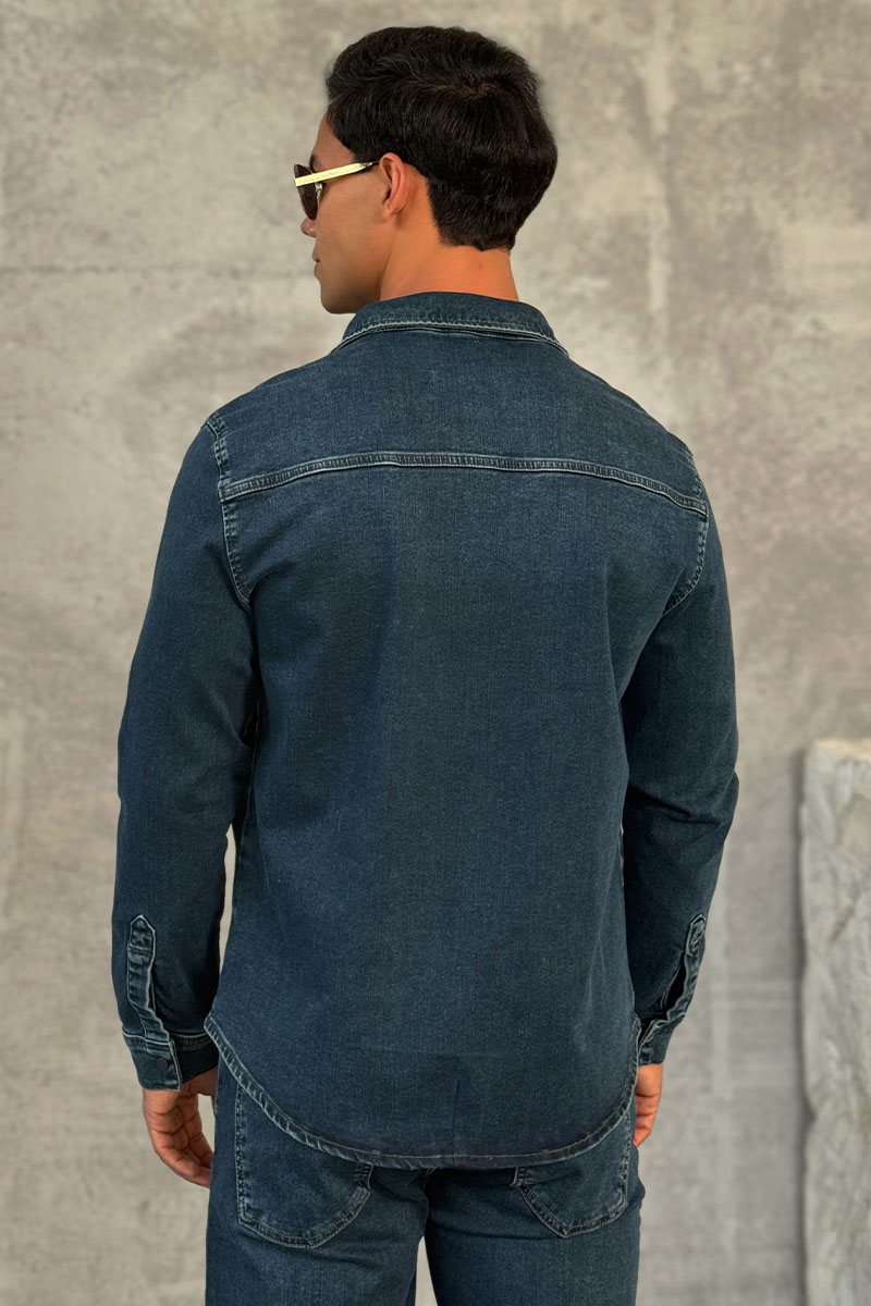 Loro Piana Джинсовая рубашка тёмно-синего цвета