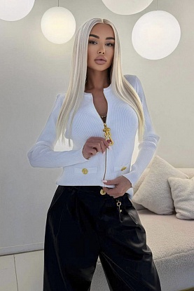 Женский лонгслив на молнии premium - White