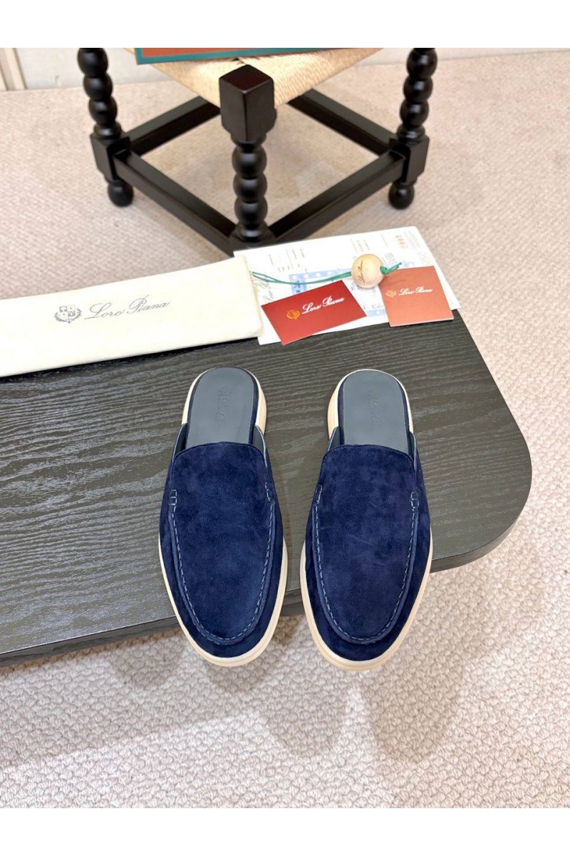 Loro Piana Мужские замшевые шлёпанцы Loro Piana
