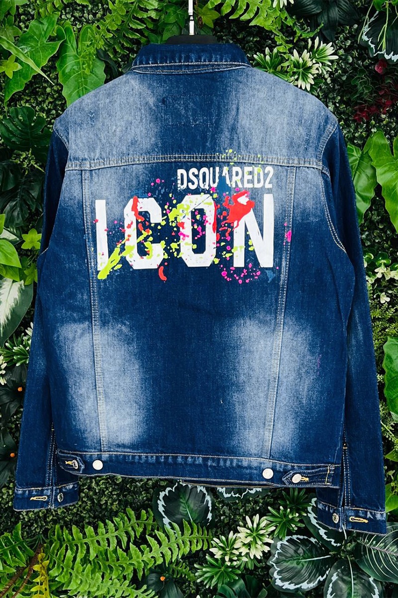 Dsquared2 Синяя джинсовая куртка Icon Splatter logo-print
