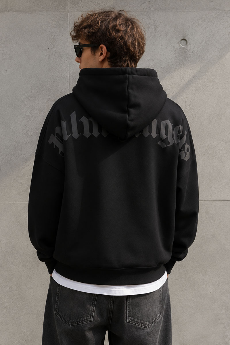 Palm Angels Чёрное оверсайз худи Classic logo-print 