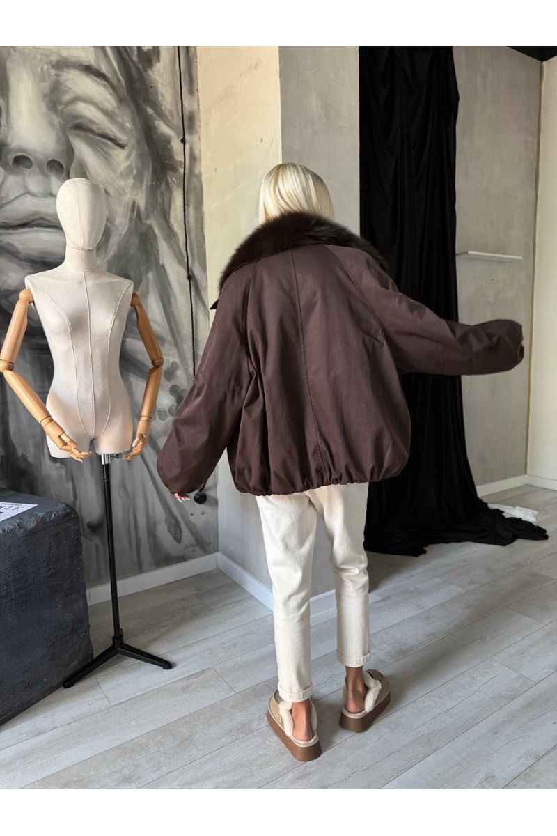 Max Mara Женский бомбер с натуральным мехом premium