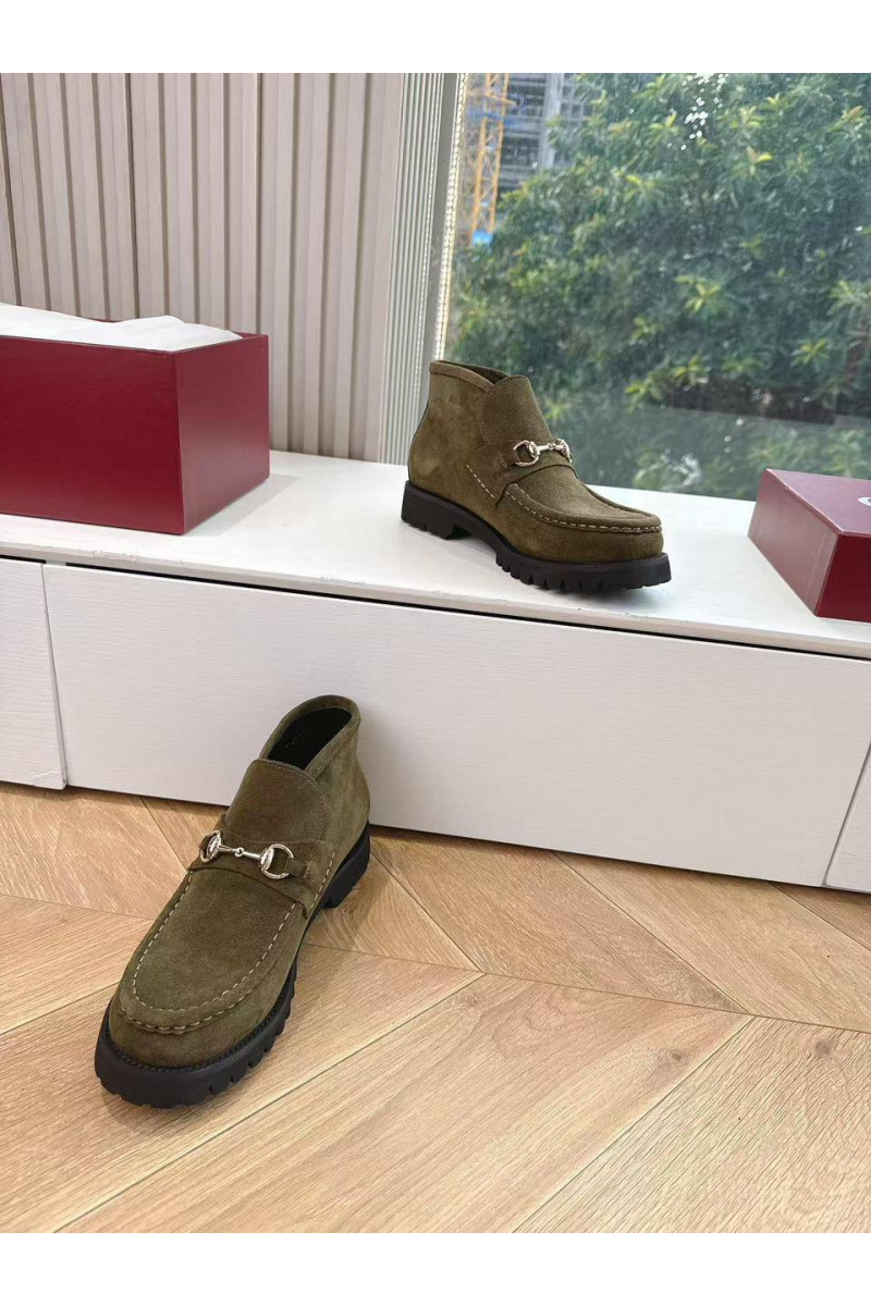 Gucci Женские замшевые лоферы premium - Khaki