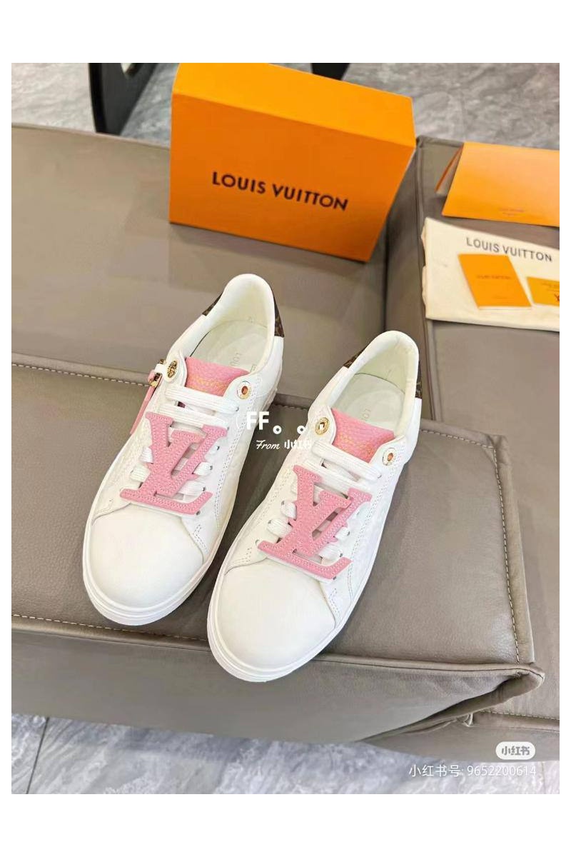 Lоuis Vuittоn Женские кожаные кроссовки Time Out - White / Pink