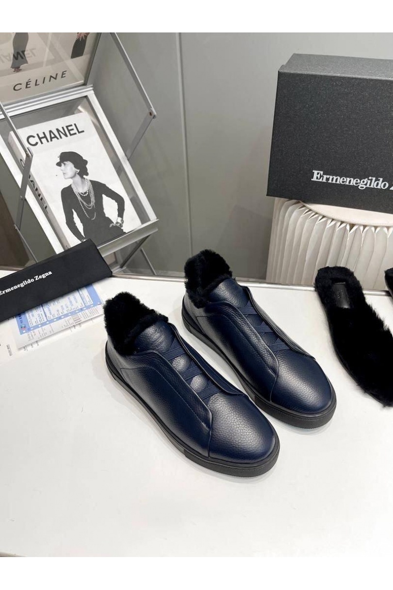 Zegna Кроссовки с мехом Triple Stitch