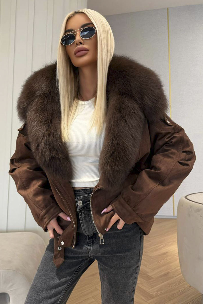 Max Mara Женская утеплённая дубленка с натуральным мехом