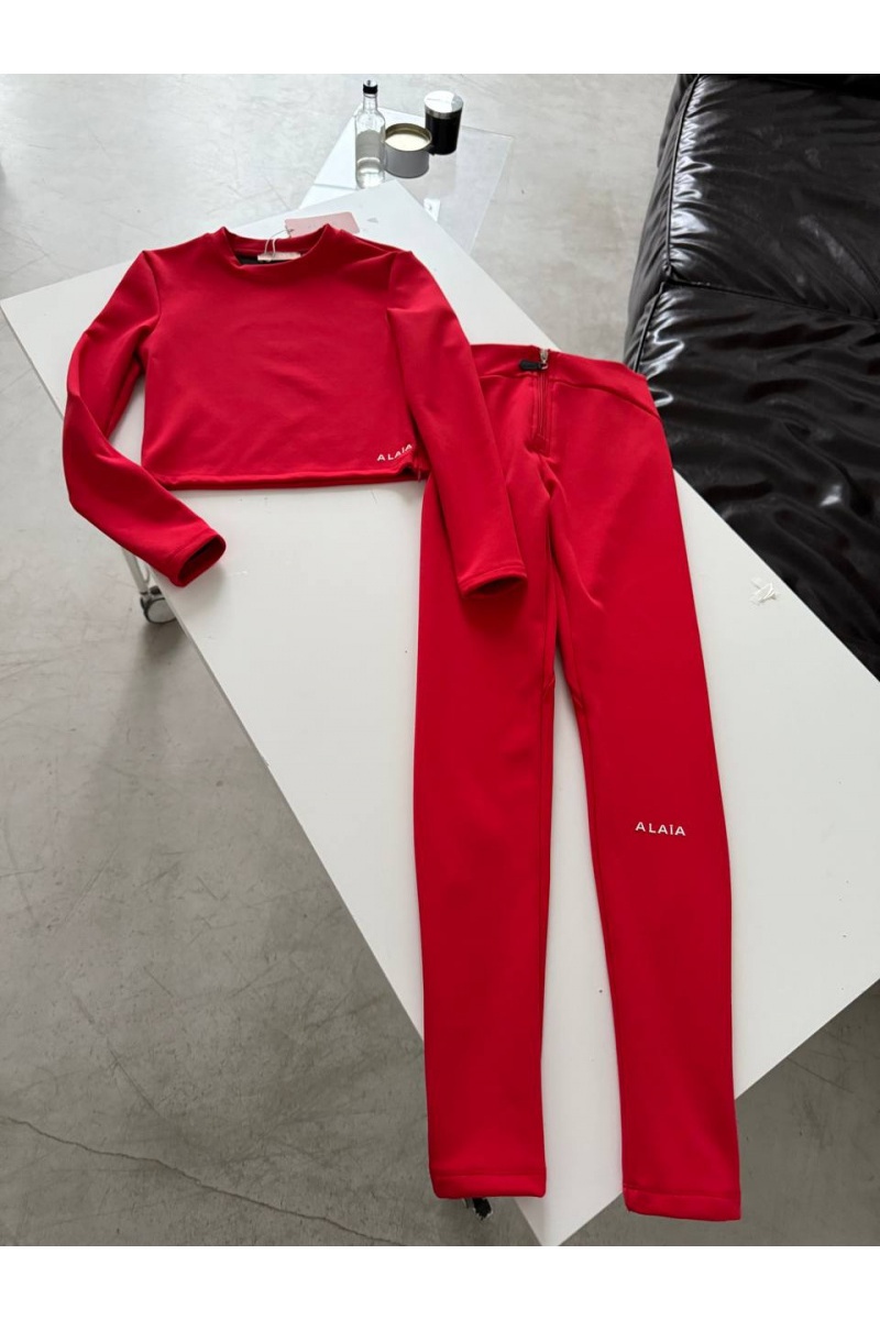 Designer Clothing Женские леггинсы на флисе красного цвета Alaia
