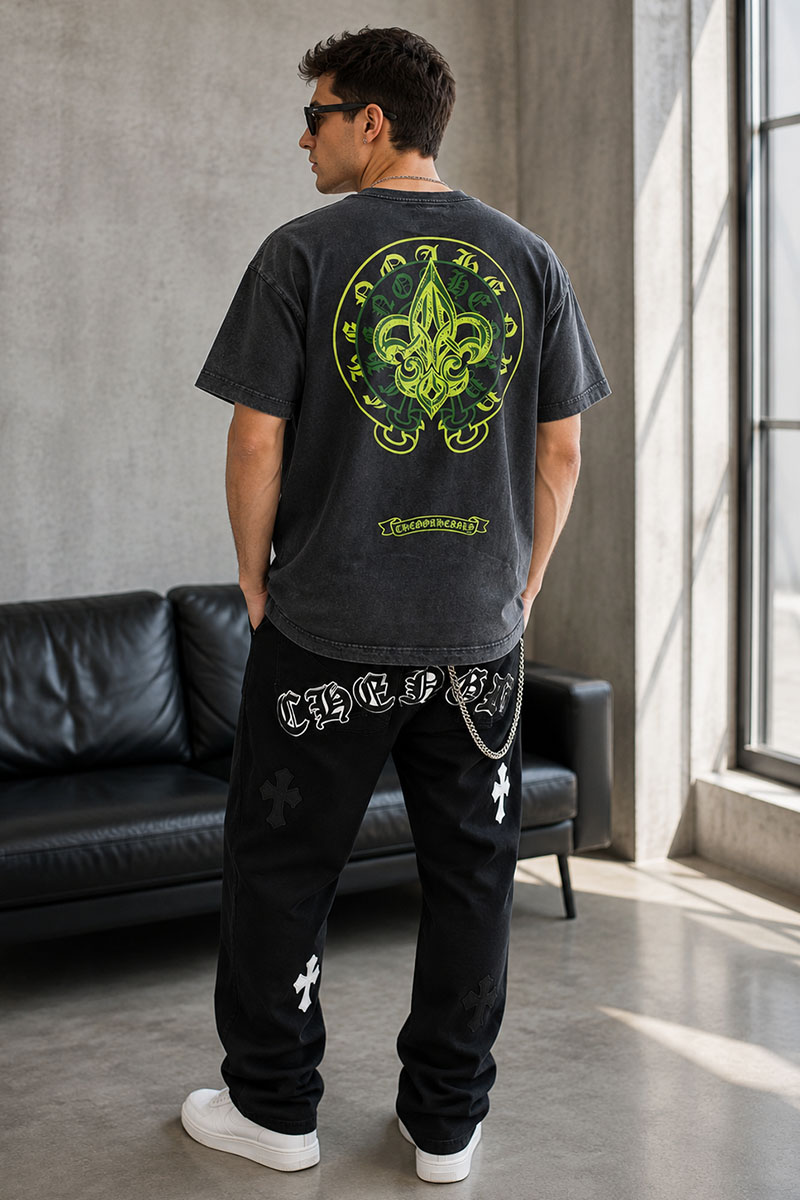 Designer Clothing Серая оверсайз футболка Gothic logo 