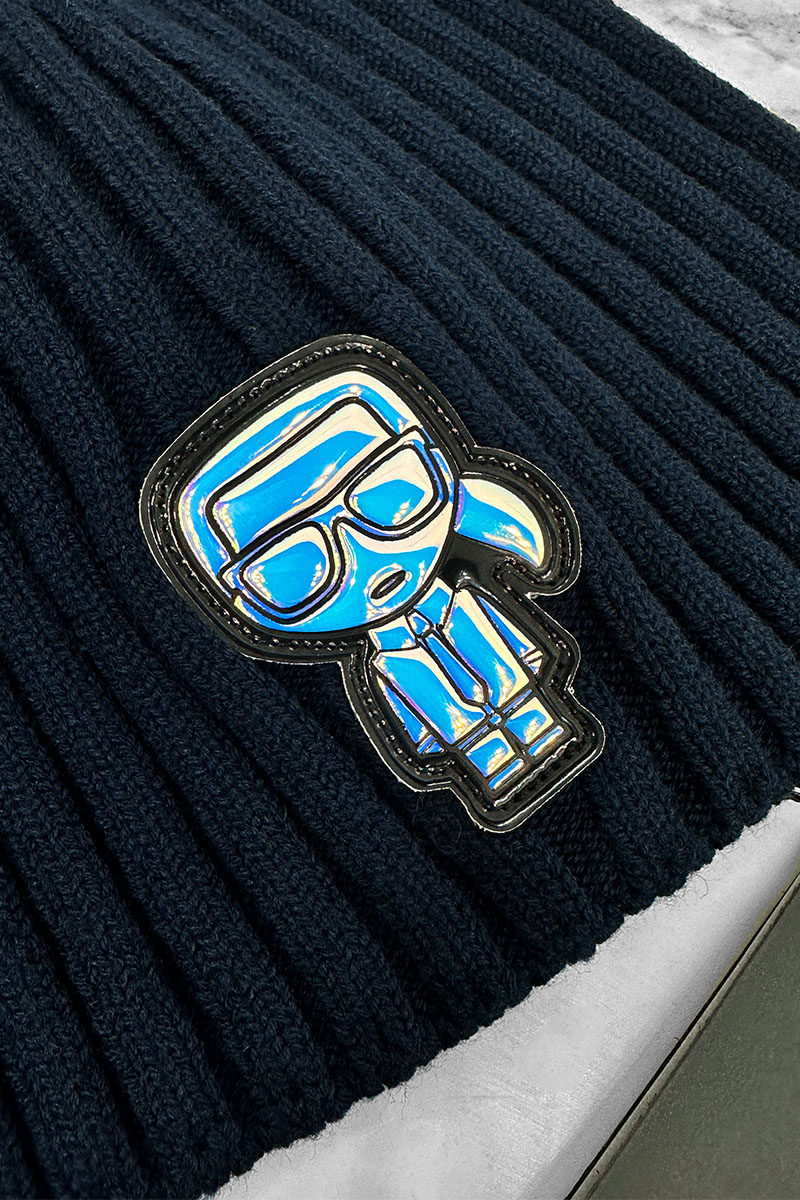 Company КL Мужская шапка тёмно-синего цвета logo-patch