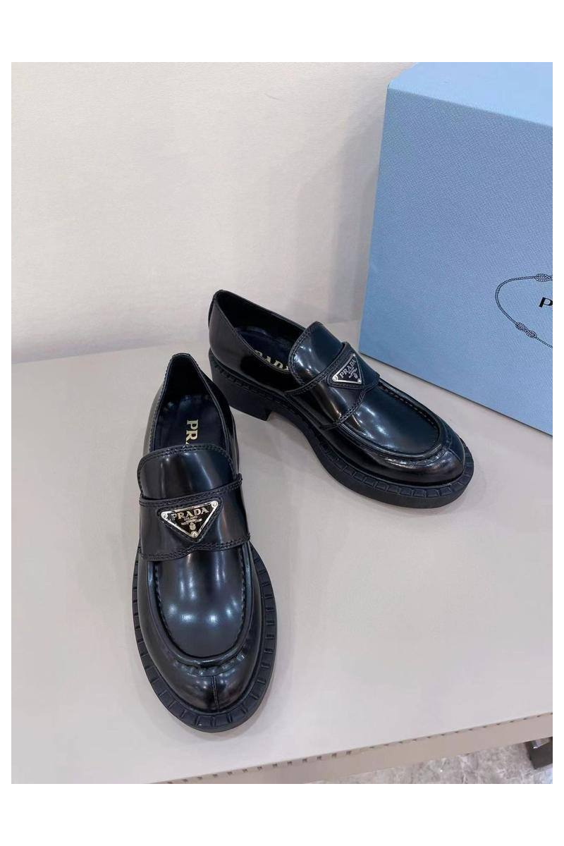 Prada Женские кожаные лоферы Premium - Black