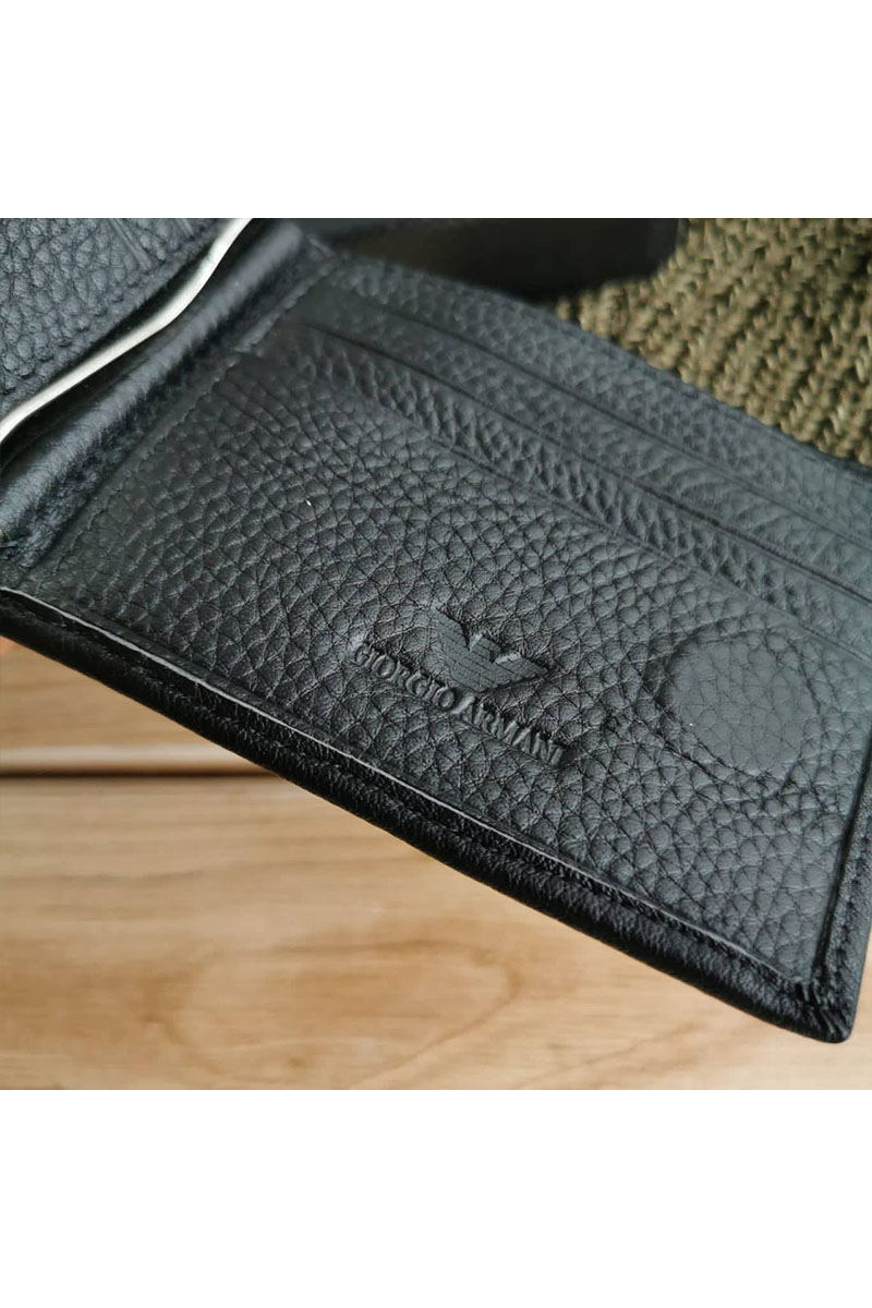Emporio Armani EA7 Чёрный кожаный кошелёк 