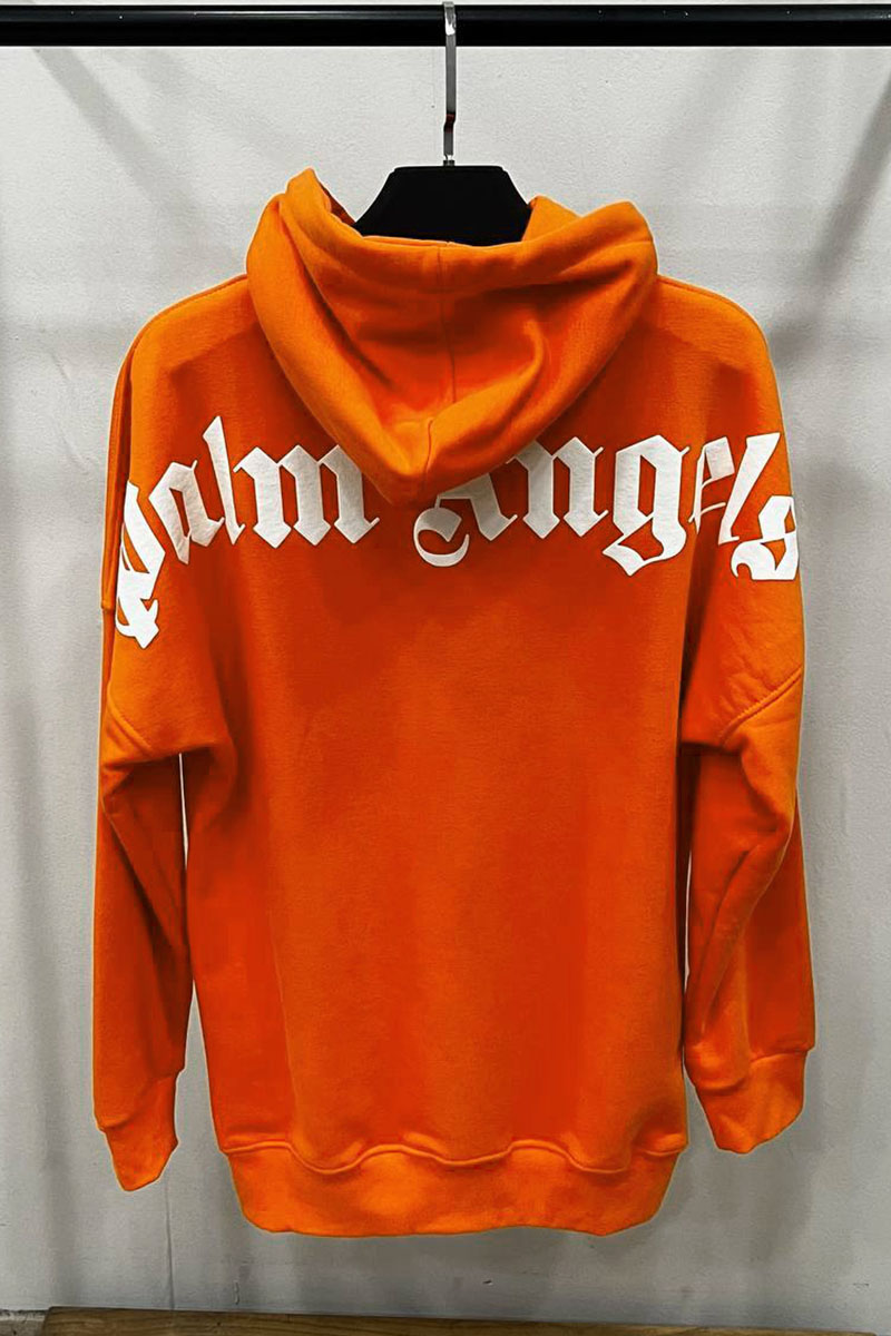 Palm Angels Оранжевое оверсайз худи Classic logo-print