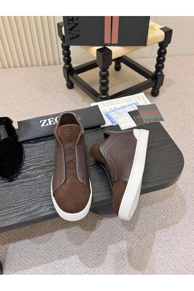 Zegna Кроссовки с мехом Triple Stitch high-top