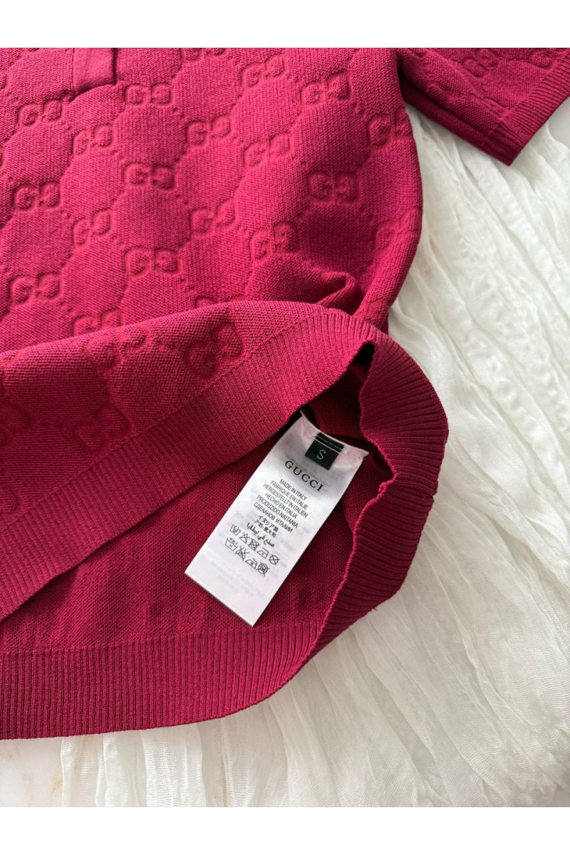 Gucci Бордовое женское поло GG monogram-pattern