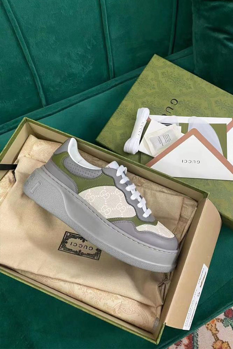 Gucci Мужские кожаные кроссовки - Grey