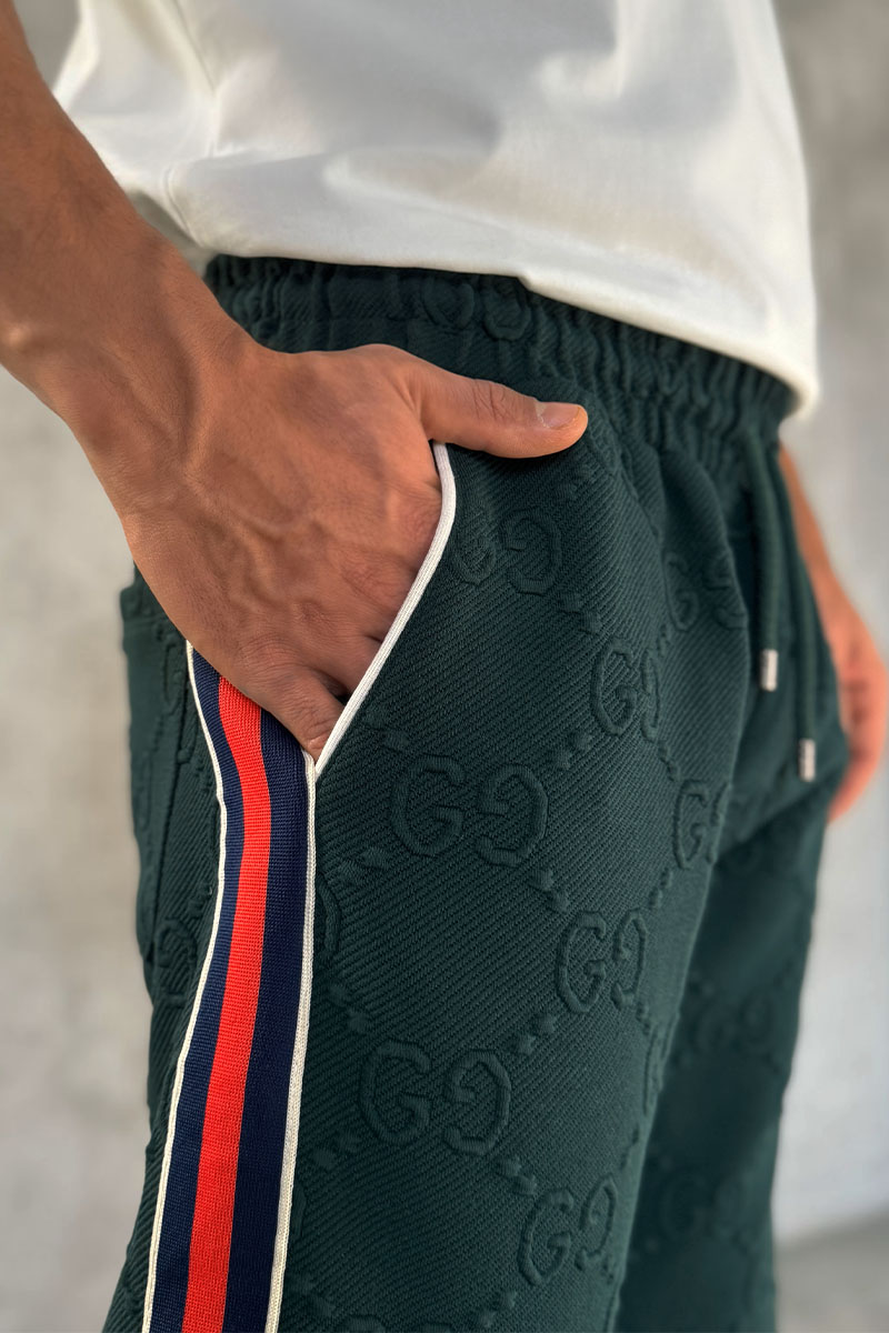 Gucci Зелёные спортивные штаны GG jacquard