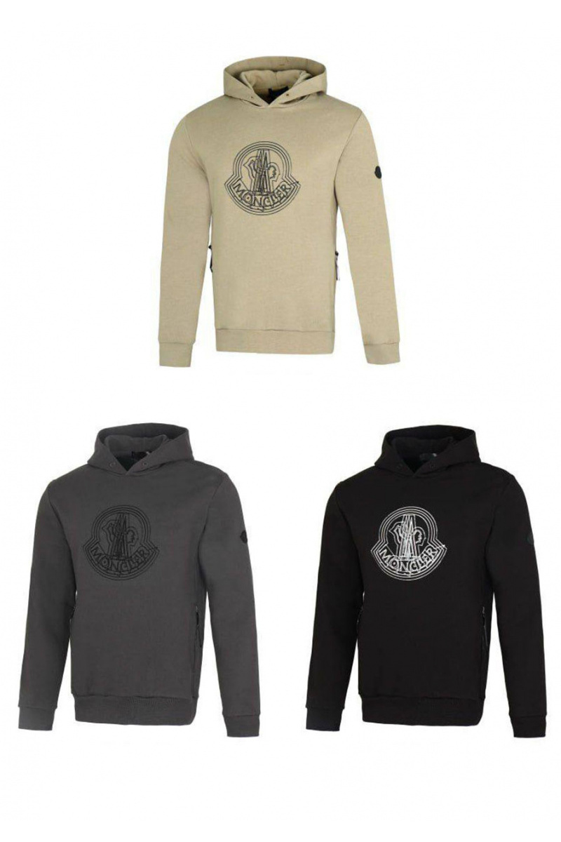 Moncler Мужское бежевое худи logo-print