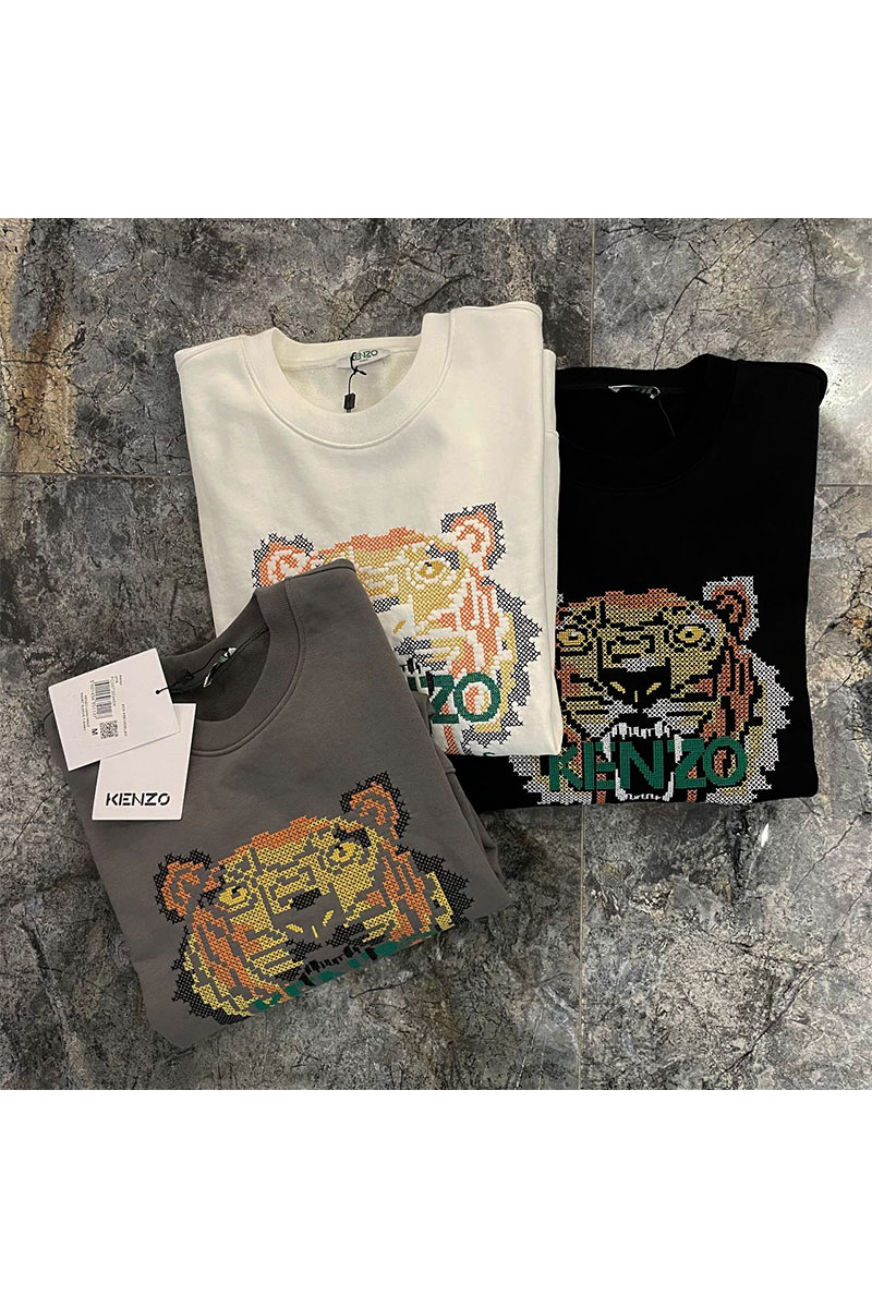 Kenzo Чёрный свитшот Tiger logo-embroidered drawstring