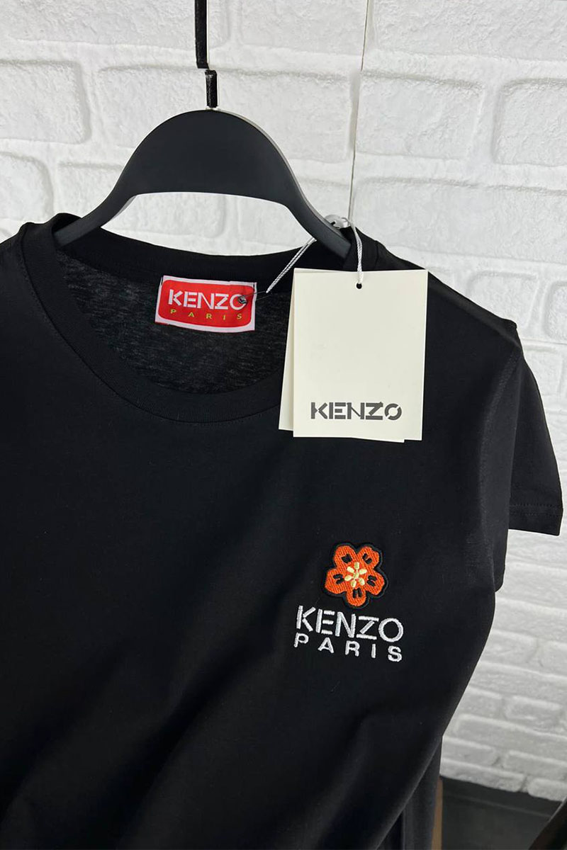 Kenzo Женская чёрная футболка Boke Flower 