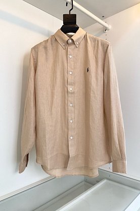 Льняная рубашка pony-embroidered - Beige