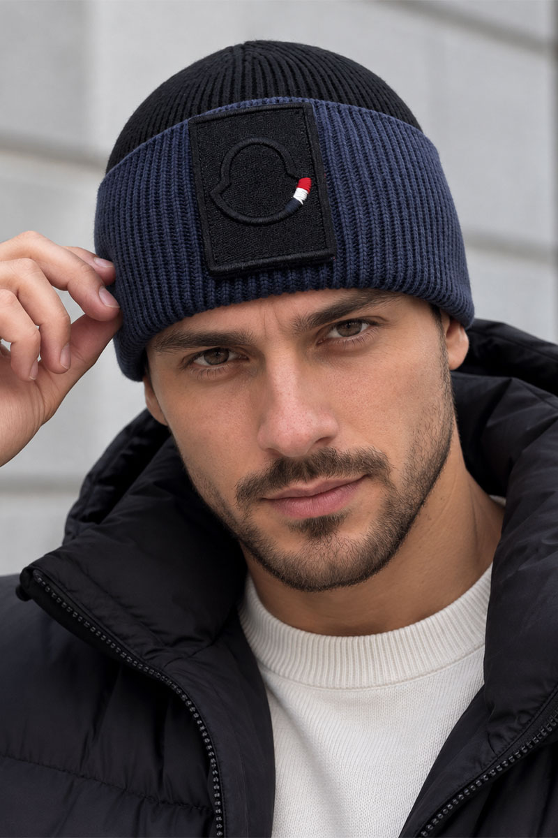 Moncler Мужская брендовая шапка - Black / Navy