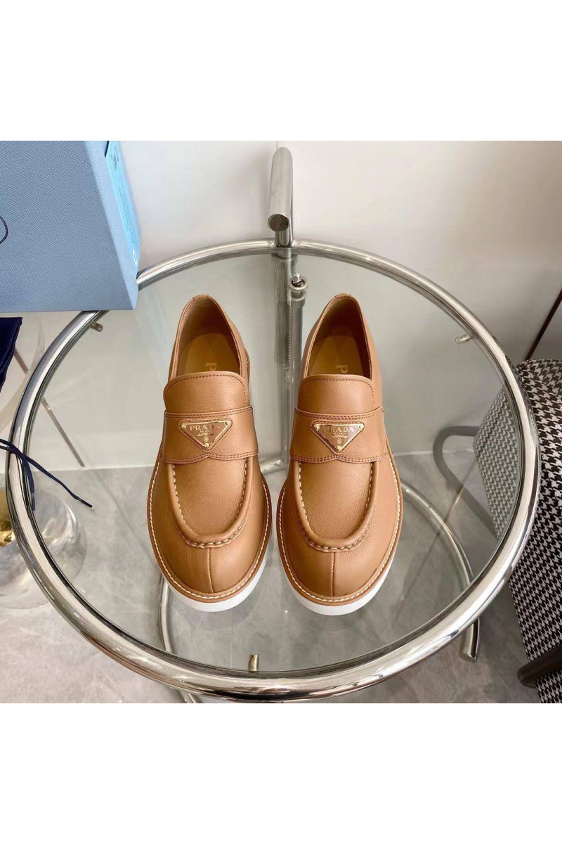 Prada Женские кожаные лоферы Premium - Brown