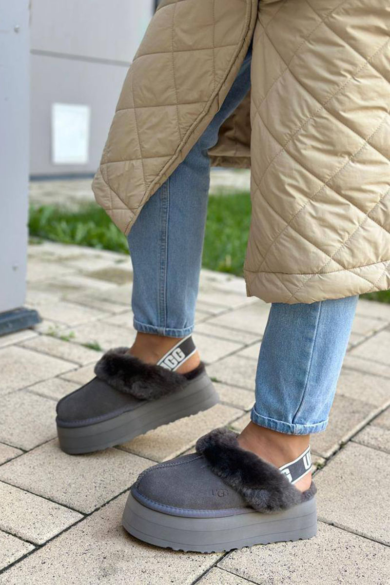 UGG Замшевые женские слиперы с мехом Funkette Platform