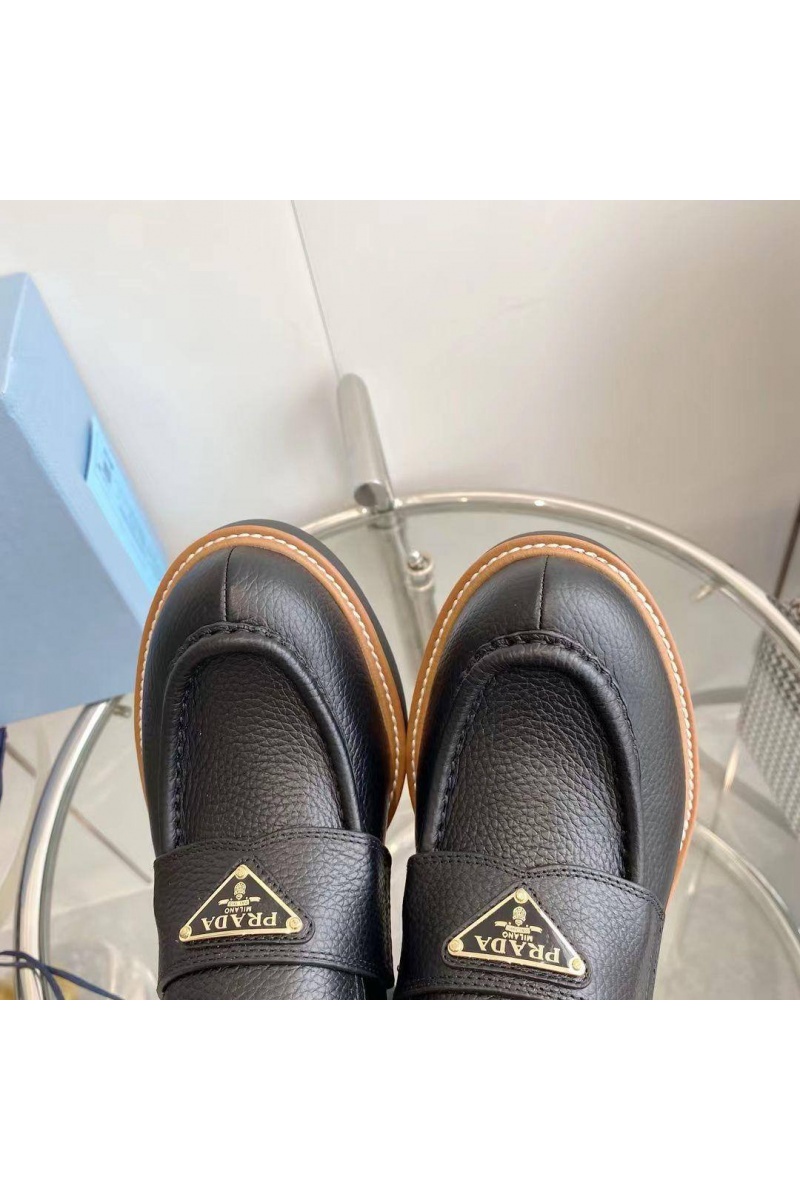 Prada Женские кожаные лоферы Premium - Black