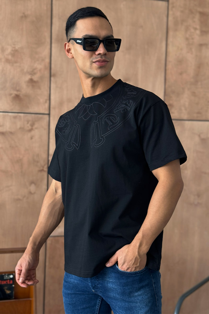Designer Clothing Чёрная оверсайз футболка Gothic logo