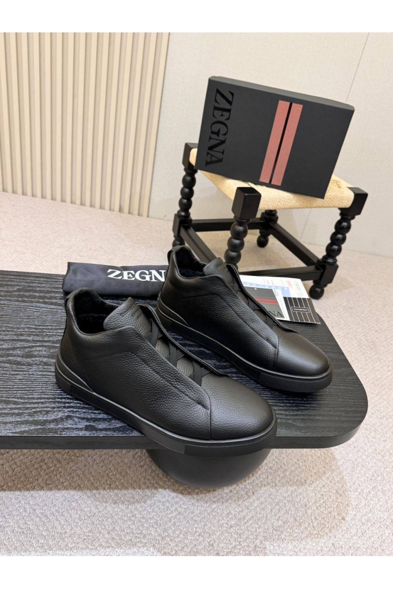 Zegna Кроссовки с мехом Triple Stitch high-top