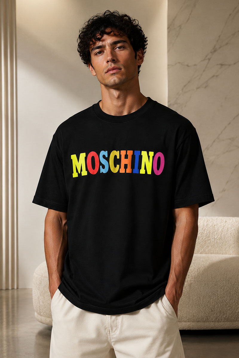 Moschino Чёрная оверсайз футболка colourblocked logo
