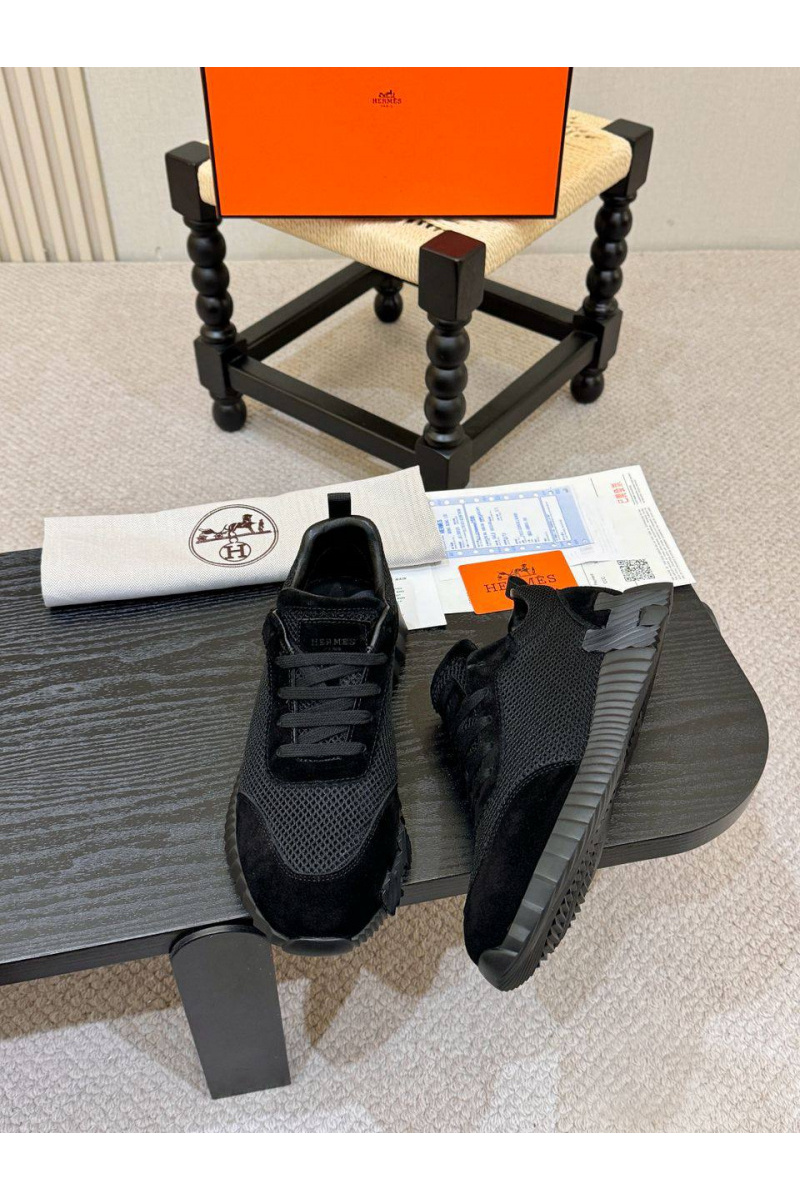 Hermes Мужские чёрные кроссовки Bouncing
