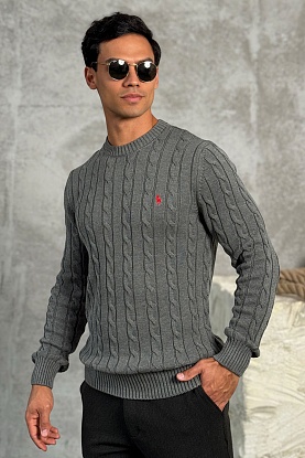 Мужской свитер cable-knit - Grey