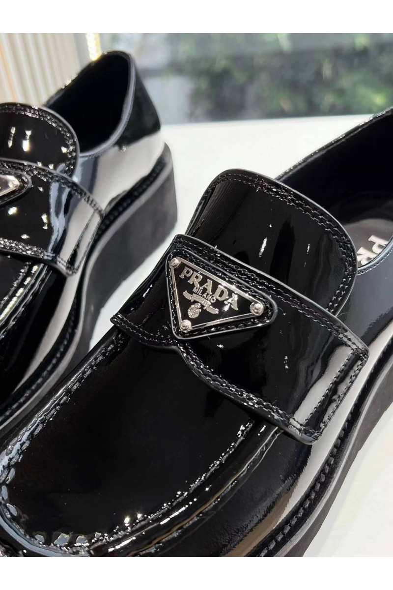 Prada Женские кожаные лоферы Premium - Black