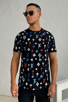 Мужская чёрная футболка Monogram All-over